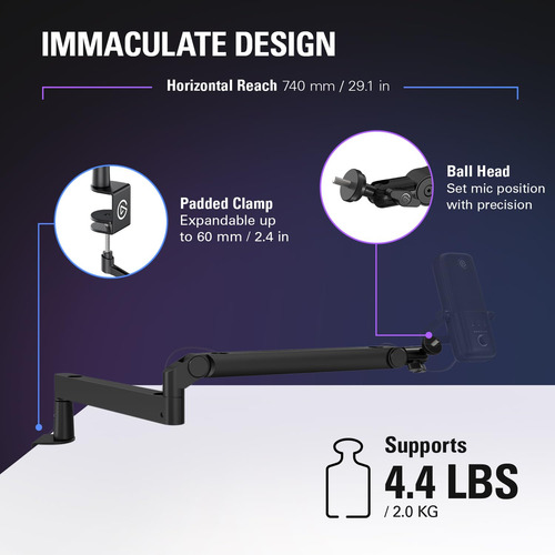 Brazo Para Micrófono Elgato Wave Mic Arm Lp Premium De Perfi