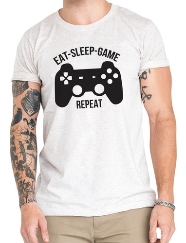 Polera Gamer Eat Sleep Play Repeat Algodón Orgánico Gme20