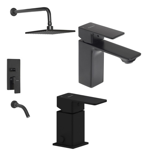 Combo Griferia Peirano Soria Black Lavatorio Bidet Ducha 