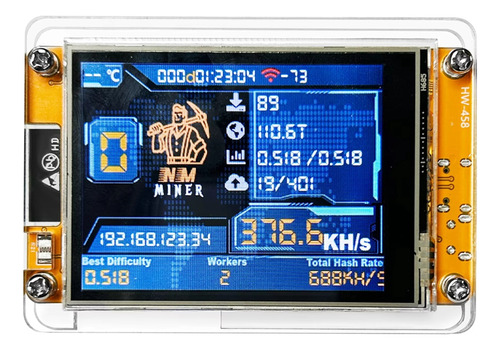 Nmminer Nerdminer V2 Hashrate 377kh/s Esp32 2.8 Pulgadas Sma