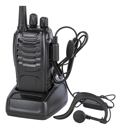 Kit X 6 Handy Radio Gadnic Uhf Walkie Talkie 16ch Vox + Auriculares Color Negro Manos Libres