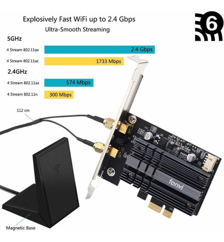 Fenvi Tarjeta Pcie Wifi Wi-fi De Proxima Generacion 6 Mu-mimo Ofdma Ax200 Adaptador Pci 802.11ax Wifi 6 Para Pc Red Tarj