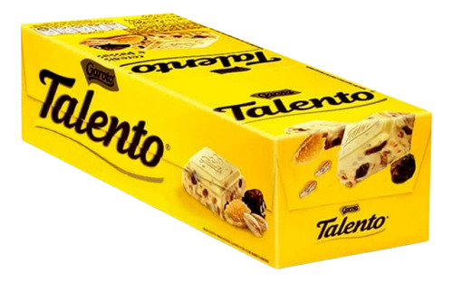 Chocolate Mini Talento Branco Cereais. Caixa Garoto Amarela