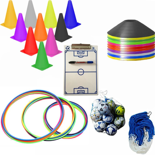 Kit Conos + Platos + Aros + Red Balonera + Tabla Futbol