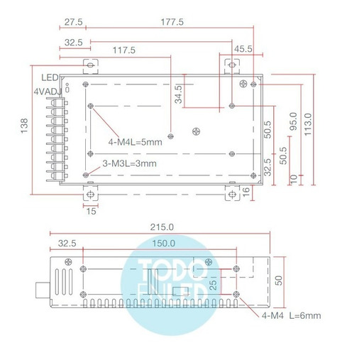 Imagen 2 de 8 de Fuente Transformador Switching Metalica 12 V 29 A 350 Watt