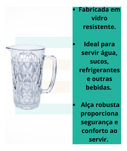Jogo 6 Taças Diamond Vidro 340ml E Jarra Diamond 1,0 Litro