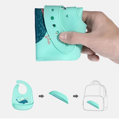 Imagen 7 de 9 de Babero Silicón Impermeable Ecológico Con Caritas Para Bebe