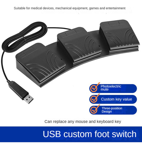 De Pedal De Pie Usb For Pc, Interruptor De Pie Triple,