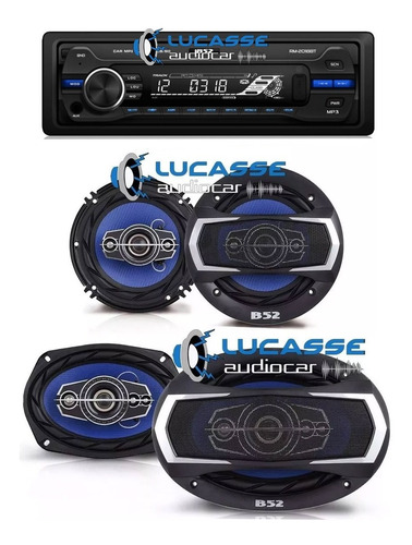 Stereo B52 Sd Usb Bluetooth + Parlante 6x9 350w + 6.5 250w