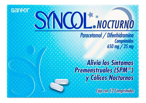 Syncol Nocturno Comprimidos 25 Mg/650 Mg, 12 Comprimidos