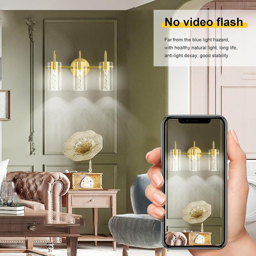 Lámparas De Baño Doradas 3 Luces Modernas Con Cristal De Bur