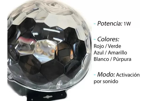 Bola Media Esfera Led Audioritima Rgb 6 Colores Fiesta Dj