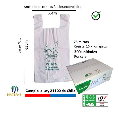 Bolsa Camiseta | Biodegradable & Compost |55x65cm | 300 Und 