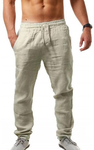 Pantalones Casuales De Lino De Algodón Para Hombres Playa