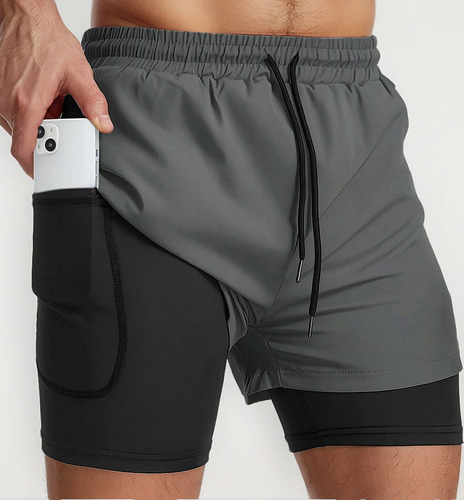 Short Lycra Deportiva Hombre Gym Con Forrado Secado Rápido