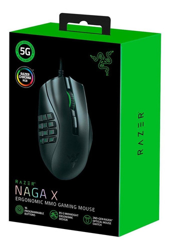 Mouse Gamer Razer Naga X Mmo 18k Dpi 16 Botones Chroma Black