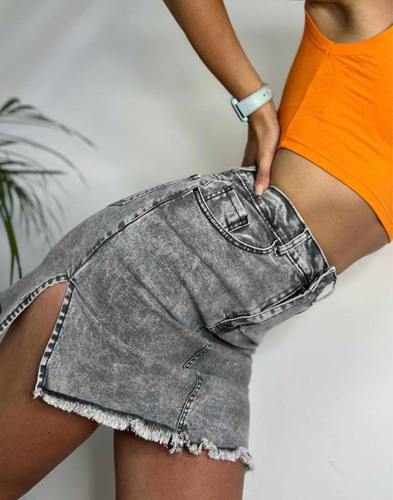 Pollera Jeans Mujer Lunette Calce Perfecto Tiro Alto Mujer