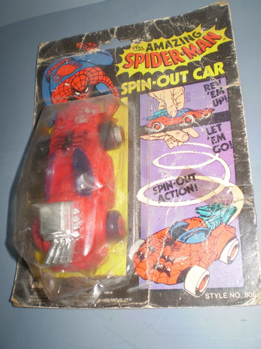 Spiderman Auto Spin Out Car Ahi 1978 Araña Juguete Marvel 