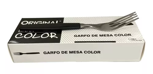 Garfo De Mesa Inox Color Preto