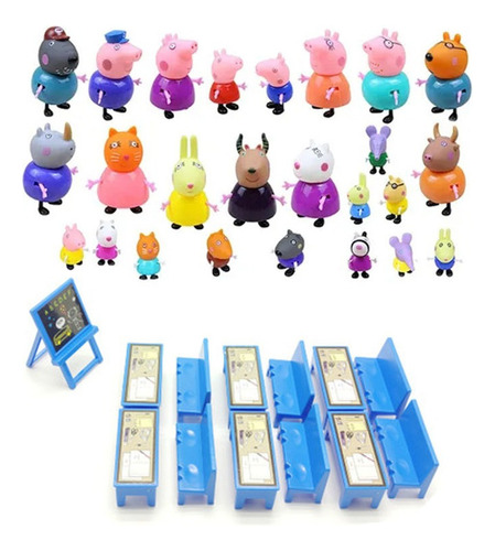 38pcs Peppa Pig Aula Set De Juguetes Para Niños