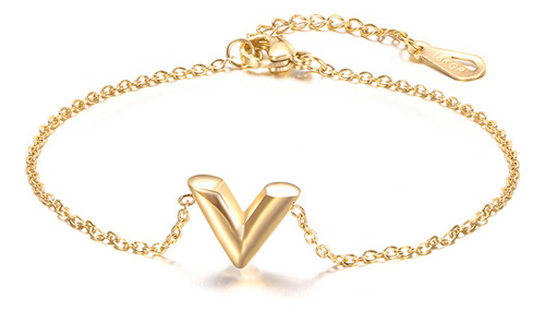 Joyería De Moda Pulseras Con Letra V De Acero Inoxidable