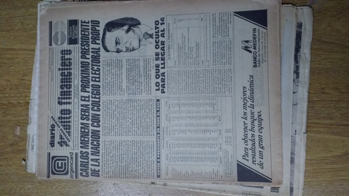 Diario Ambito Financiero 1989 Menem Proximo Presidente 