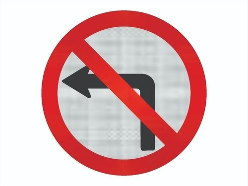 Imagem 1 de 2 de Placa Viaria Proibido Virar A Esquerda R-4 Cm