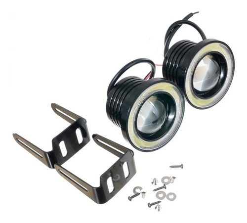 Imagen 3 de 10 de Par Focos Neblineros Led Ojos De Ángel 89mm Blanco + Blanco