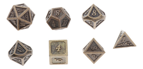 De 7 Dados Poliédricos De Bronce Para Rpg Games