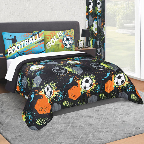 Edredón Con Sábanas Individual Balones Colchas Elefantito Color Negro