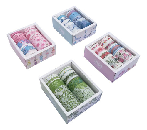 Juego De Cintas Washi (4 Cajas, 40 Rollos) Floral Rose ...