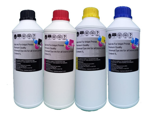 Pack 4 Litros De Tinta Genérica 544 Para Imp Eps L3160 L5190