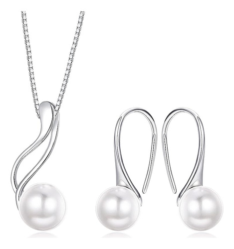 Juego Joyas Perlas Plata Chapadas En Oro 18 Quilates Joyeria