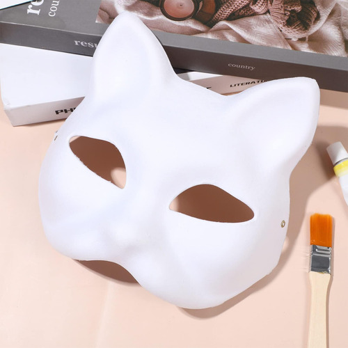 Toyvian 10 Piezas Máscara De Gato Máscara De Papel Blanco Pi