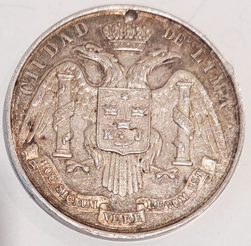 Medalla Plata 1891 Ciudad De Lima Peru 35 Mm