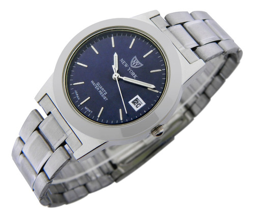 Reloj New York Hombre Ny110 Calendario Malla De Acero Inox.