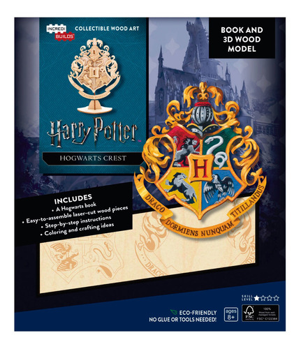 Harry Potter Hogwarts Crest Libro Y Modelo Armable En Madera