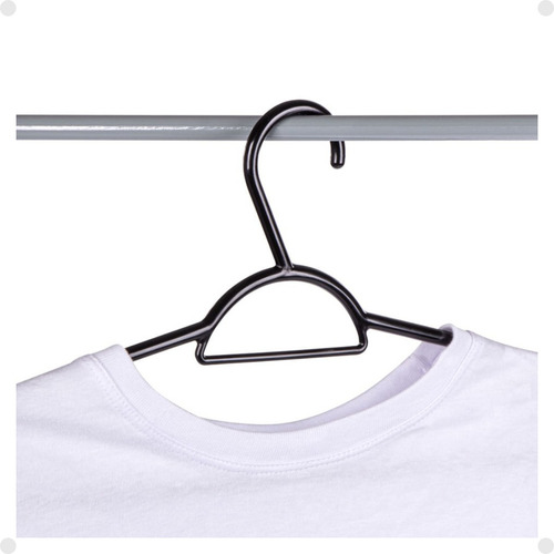 Kit Com 6 Cabides De Plástico Adulto 40cm Sanremo Cor Preto