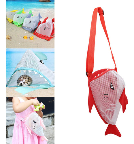 Summer Children Mesh Beach Shell Bag 25x18x15cm Bolsa Rojo
