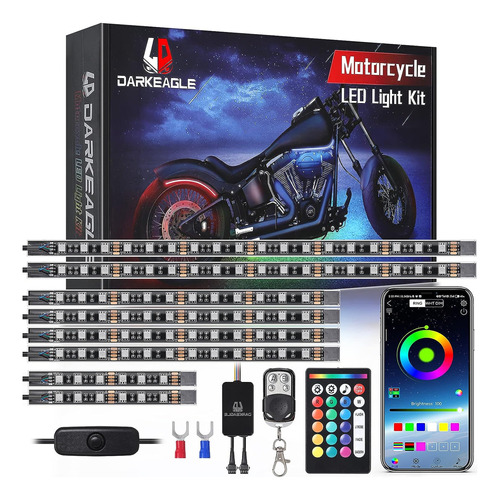 8 Kits De Luces Led Rgb Para Motocicleta Con Control De A