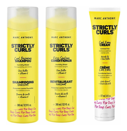 3pack - Strictly Curls Shampoo, Acondicionador Y Curl Envy Perfect Curl Cream Por Marc Anthony True Professional