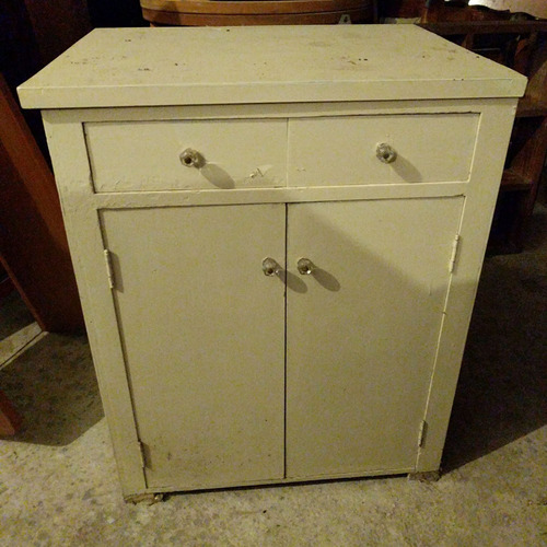 Mueble Auxiliar Bajo, Antiguo, 2 Puertas Y 2 Cajones