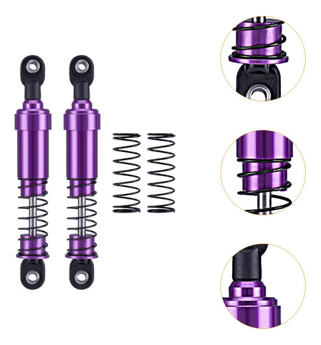 2 Uds 1/10 Rc Amortiguador De Coche Accesorio De Púrpura
