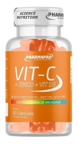 Vitamina C 1000mg + Zinco + Vit D3 Pura - 60 Cápsulas