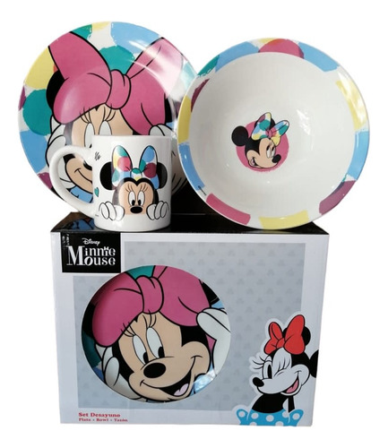 Set Desayuno 3 Piezas Minnie Rosa Disney Niña Cuchitostore