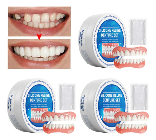 Juego De Dentaduras Postizas De Silicona Suave Unisex De 3 P