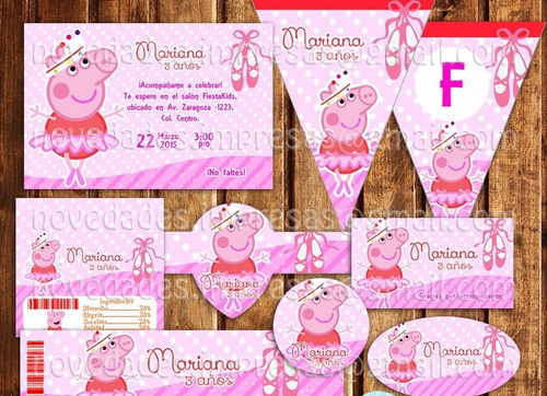 Kit Imprimible Peppa Pig Ballet, Cumpleaños, Decoración