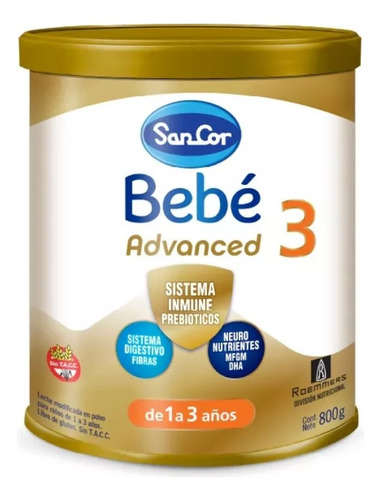 8un Sancor Bebe 3 Advanced Polvo 800grs Lata +12 Meses