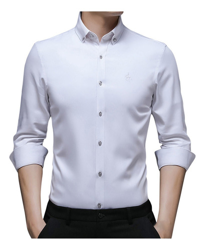 Yo) Camisa Hombre Casual Seda Hielo Manga Larga Fibra Bambú