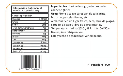 1kg Harina Panadera 000 12g Proteina Kosher Premium Especial